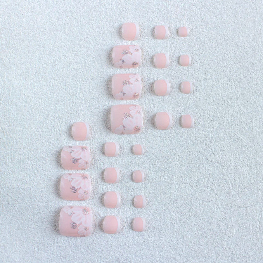 No.571 Flower Glitter Toenails Patch 24pcs/Set