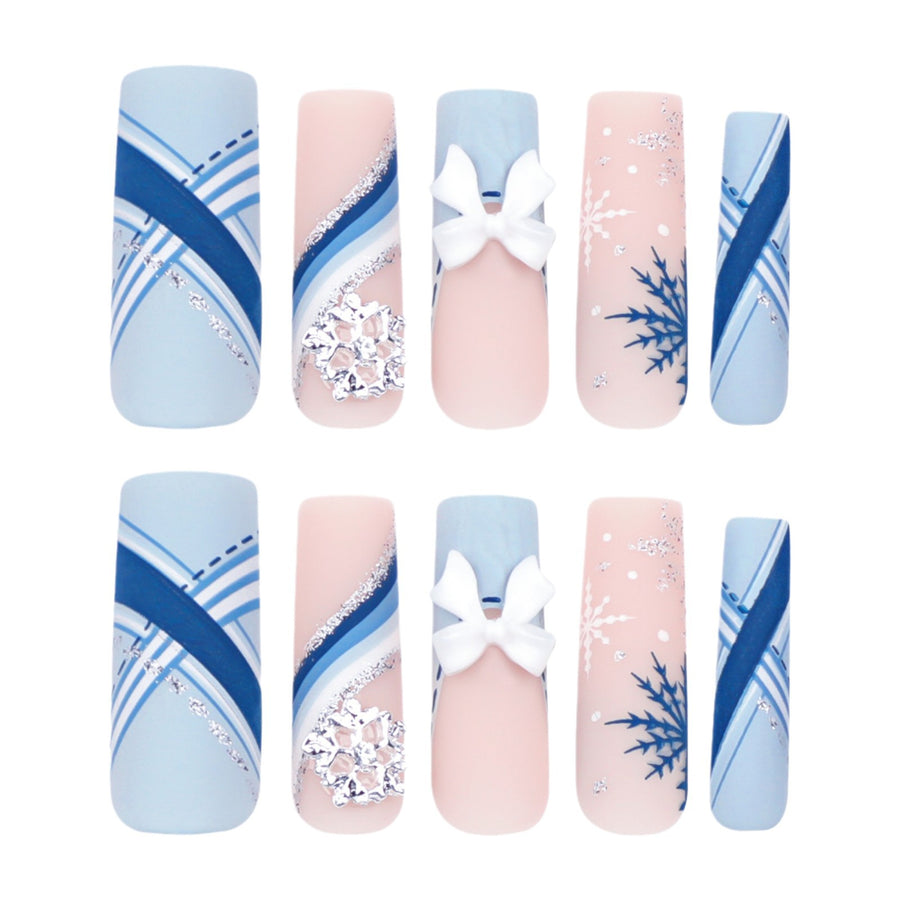 No.CM53 Christmas Snowflake Bow Fingernails Patch 24pcs/Set