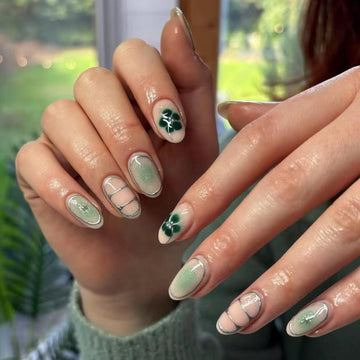 No.F427 Green Fingernails Patch 24pcs/Set