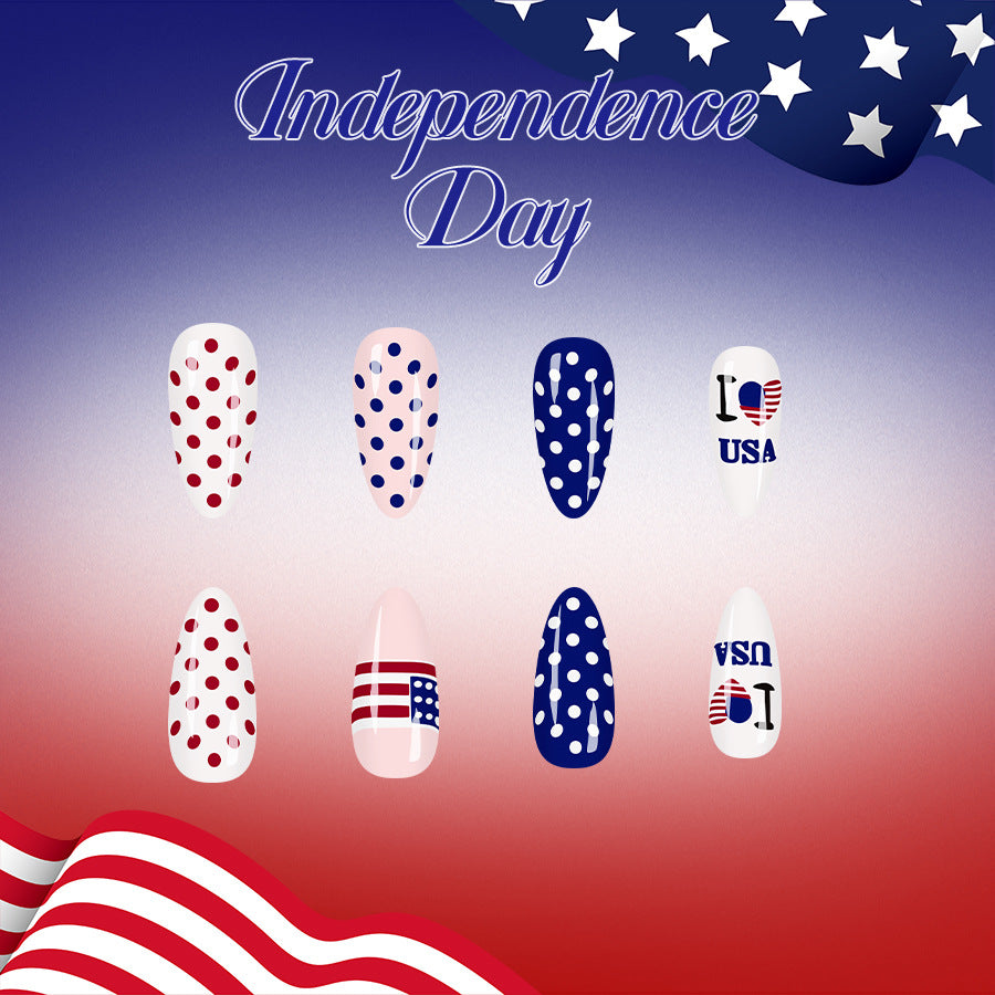 No.JNU1 Blue Flag Fingernails Patch 24pcs/Set