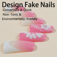 No.VN27 Flower Diamond Fingernails Patch 24pcs/Set