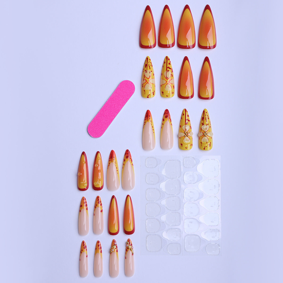 No.F655 Yellow Flower Fingernails Patch 24pcs/Set