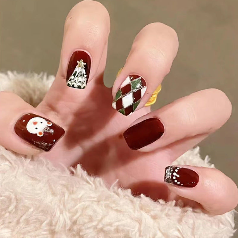 No.CM82 Christmas Bear Fingernails Patch 24pcs/Set