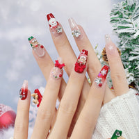 No.FP10 10pcs Christmas Red Handmade Press-On Fingernails