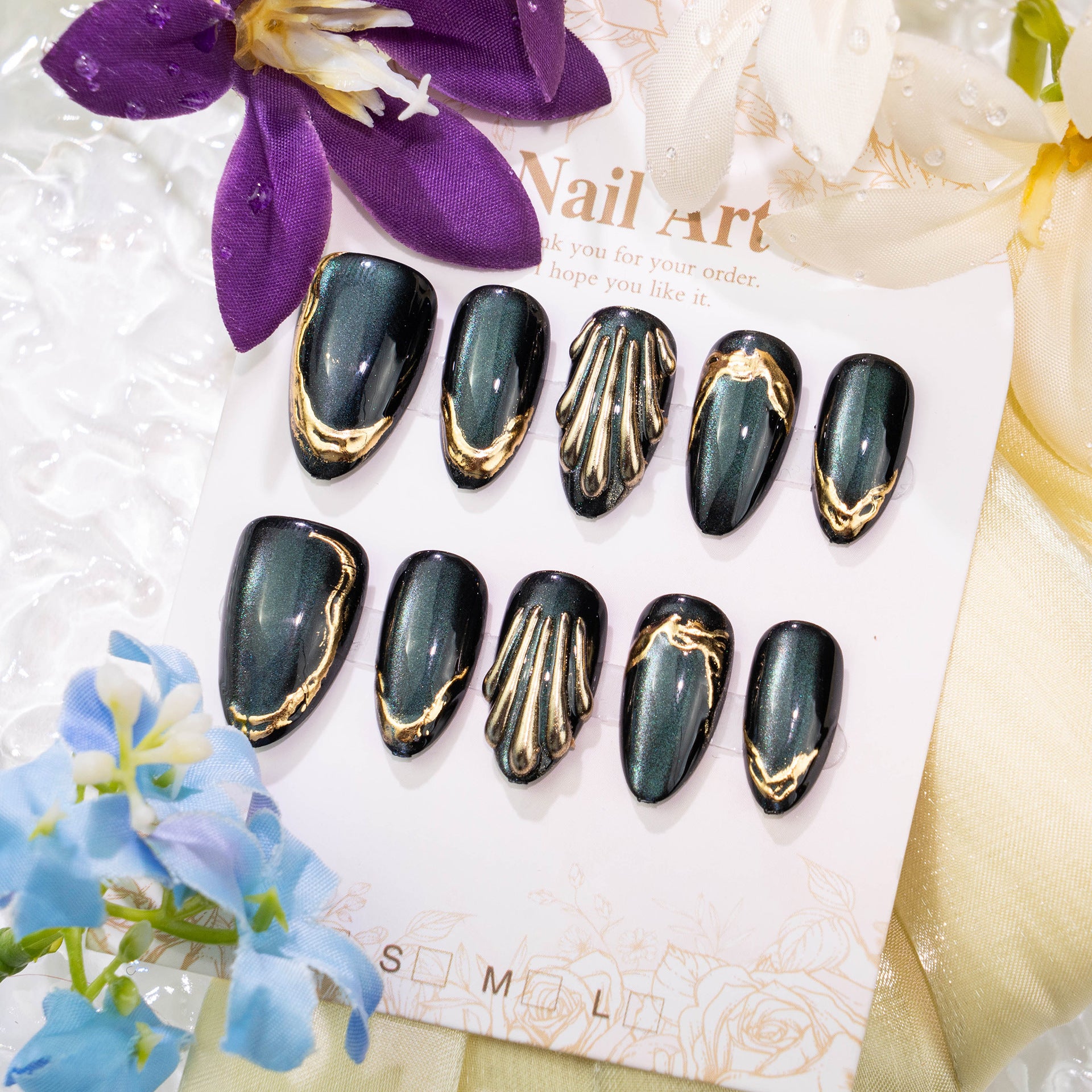No.F848 Green Cat's Eye Fingernails Patch 24pcs/Set