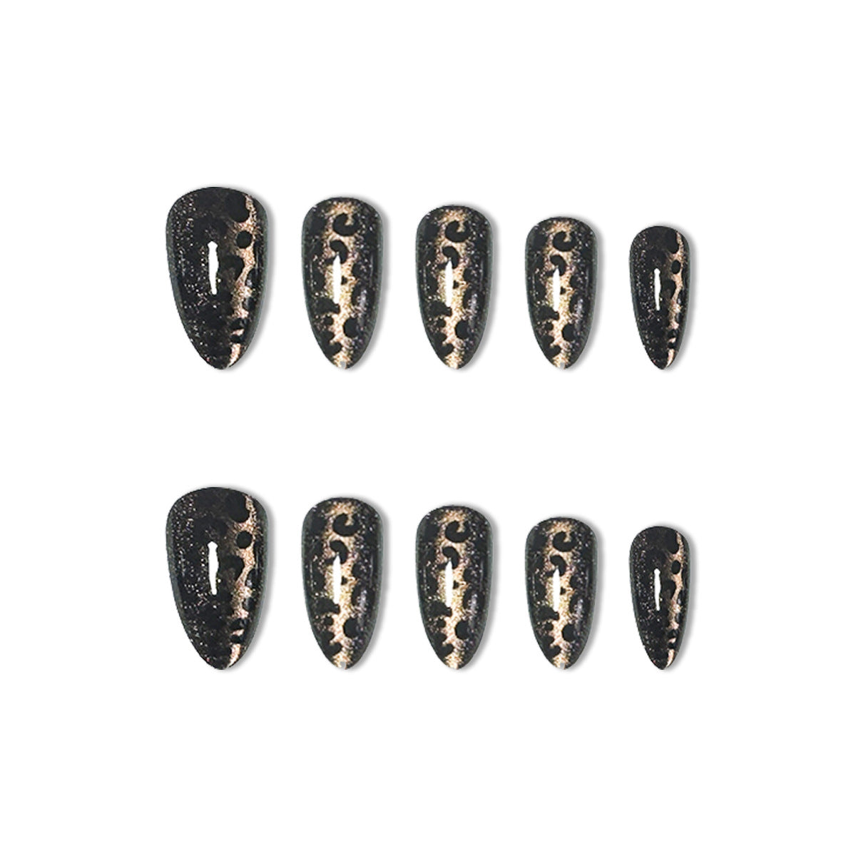 No.F861 Black Cat's Eye Fingernails Patch 24pcs/Set