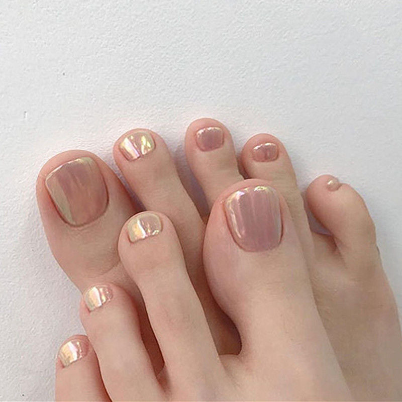 No.8 Cute Pink Glitter Press On Toenails 24pcs/Set