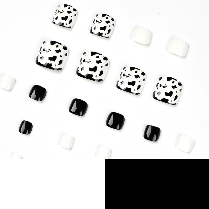 No.222 Black&White Leopard Print Toenails Patch 24pcs/Set