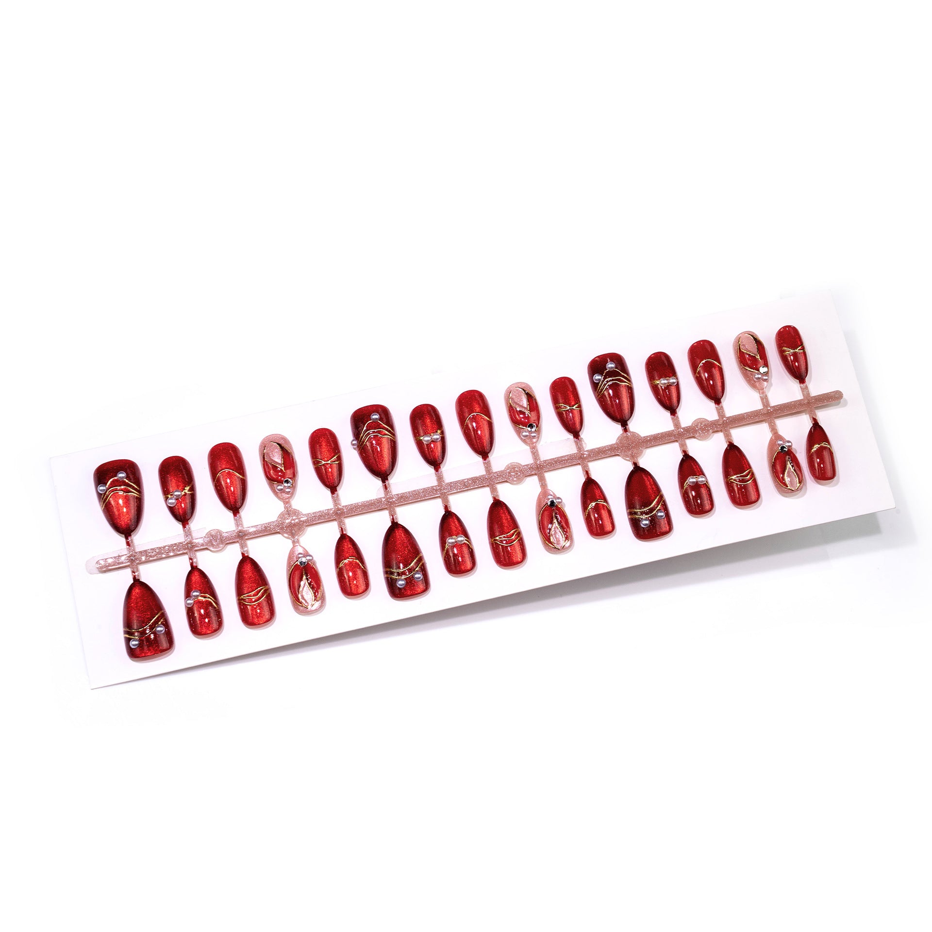 No.F846 Red Cat's Eye Fingernails Patch 24pcs/Set