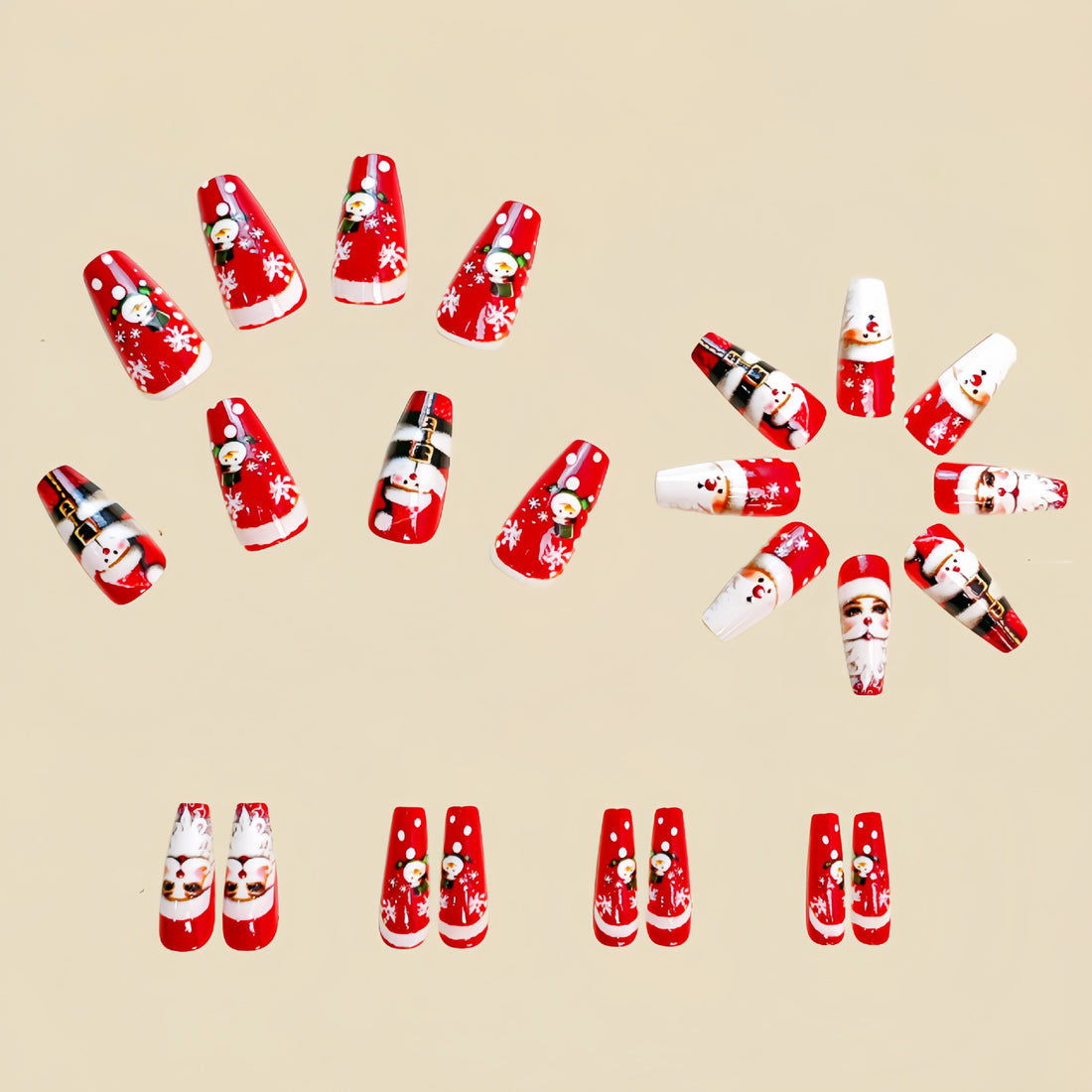 No.CM96 Christmas Snowman Long Fingernails Patch 24pcs/Set