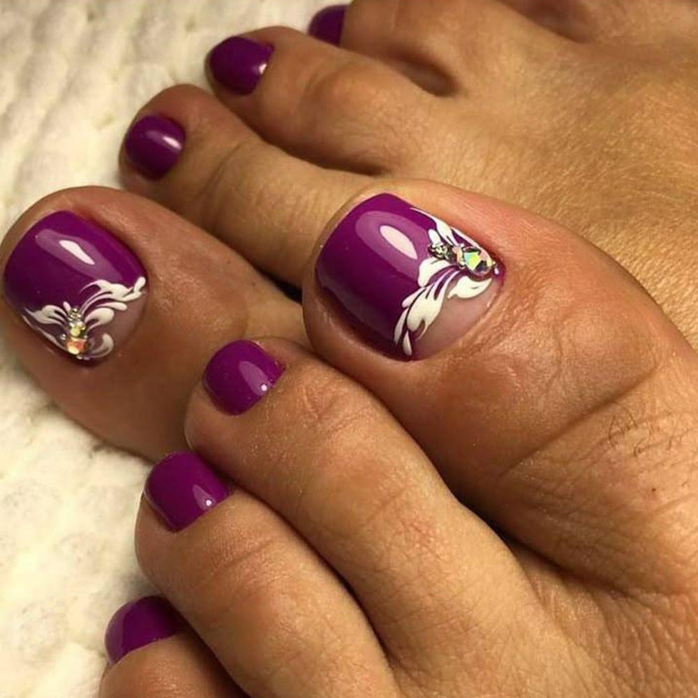 No.712 Purple Flower Toenails Patch 24pcs/Set