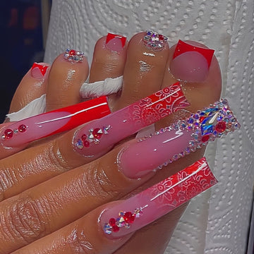 No.PSN91 Red Flower Hand & Toe Pair Set-48pcs