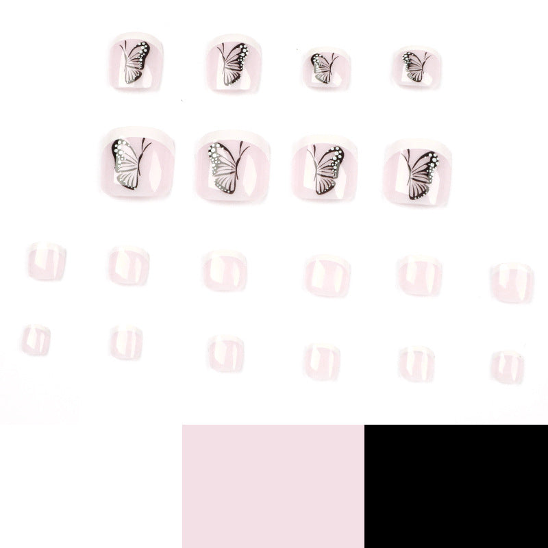 No.219 Pink Butterfly Toenails Patch 24pcs/Set