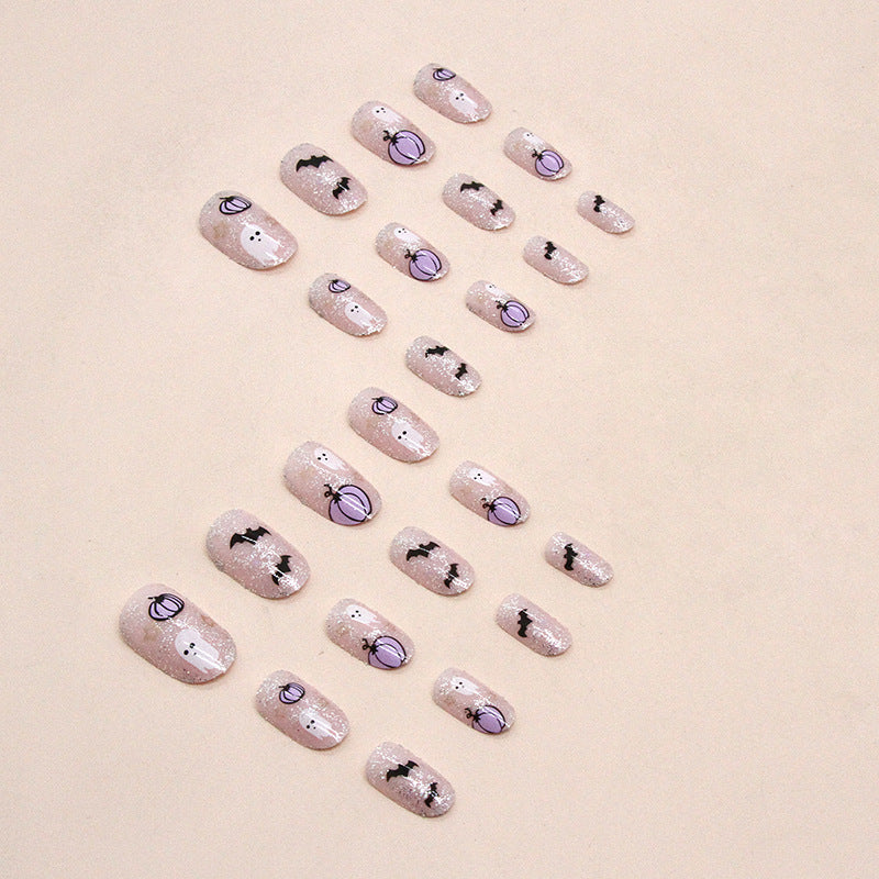 No.AW153 Halloween Pumpkin Bat Fingernails Patch 24pcs/Set