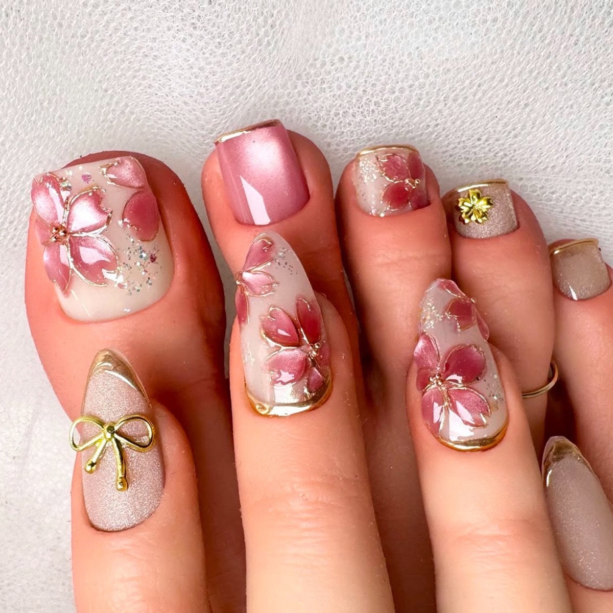 No.PSN86 Butterfly Flowers Hand & Toe Pair Set-48pcs