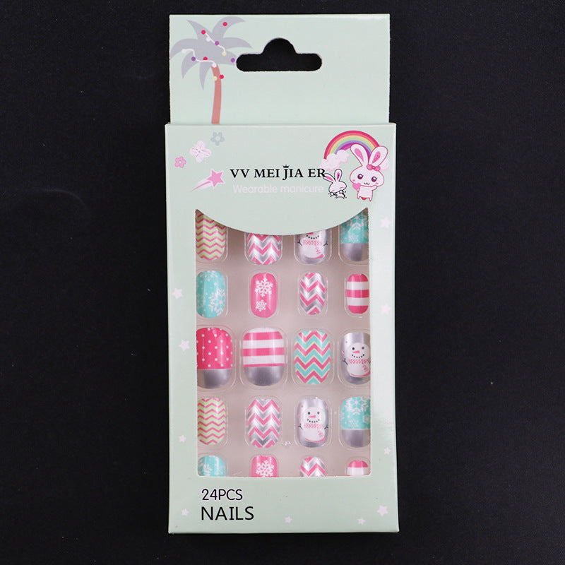 No.KD7 Cute Mini Kids Press on Fingernails 24pcs/Set