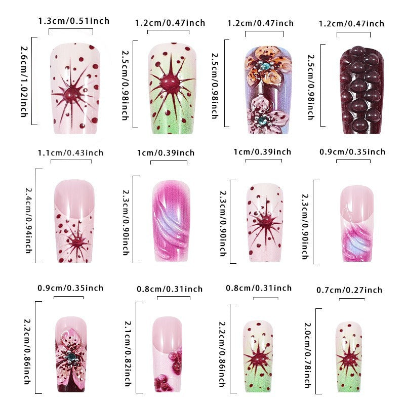 No.F498 Ripple Flowers Fingernails Patch 24pcs/Set