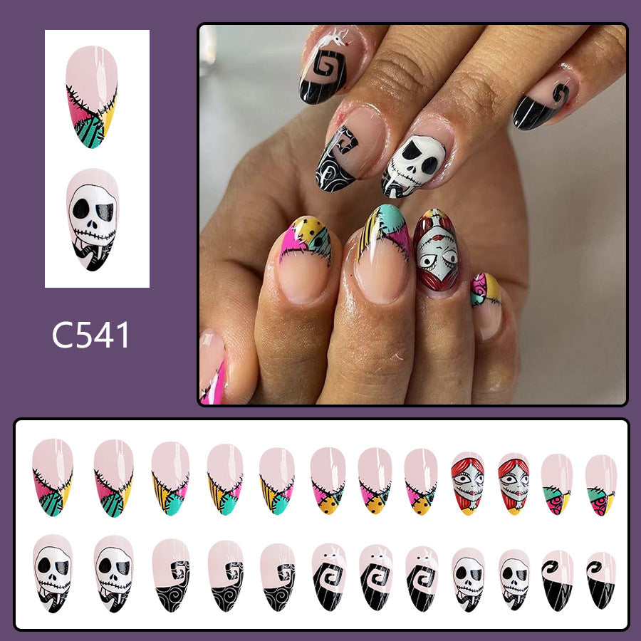 No.AW64 Halloween Multicolor Fingernails Patch 24pcs/Set