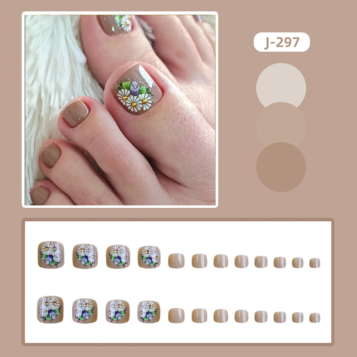 No.564 Flowers Toenails Patch 24pcs/Set