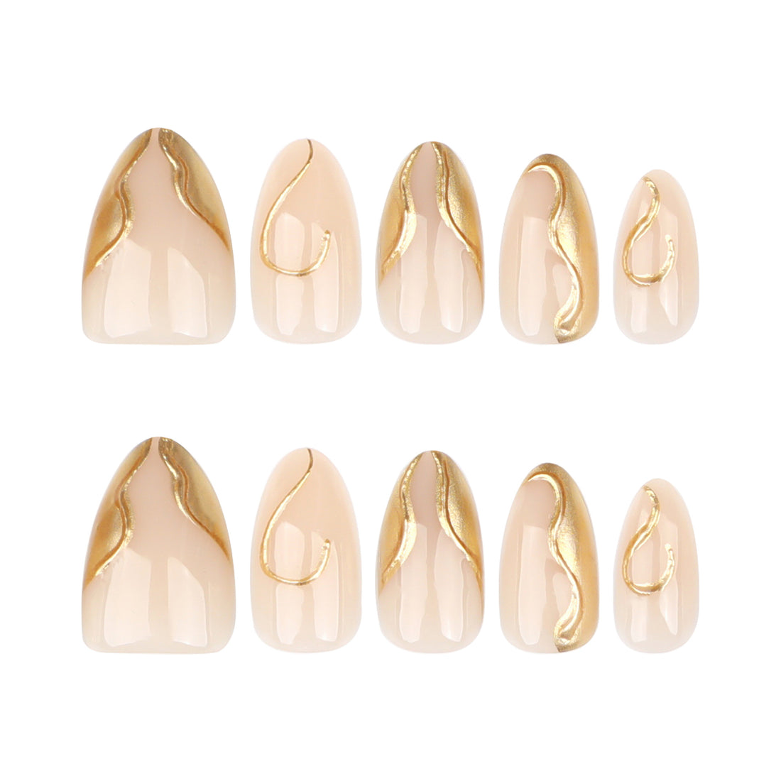 No.F512 3D Gold Irregular Fingernails Patch 24pcs/Set