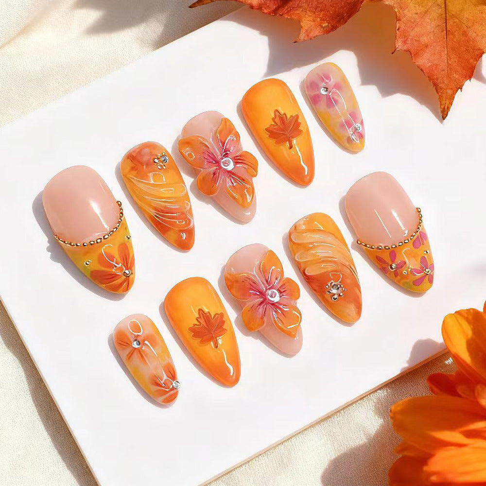 No.F829 Maple Leaves Fingernails Patch 24pcs/Set