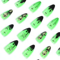No.AW178 Halloween Green Cat‘s Eye Fingernails Patch 24pcs/Set