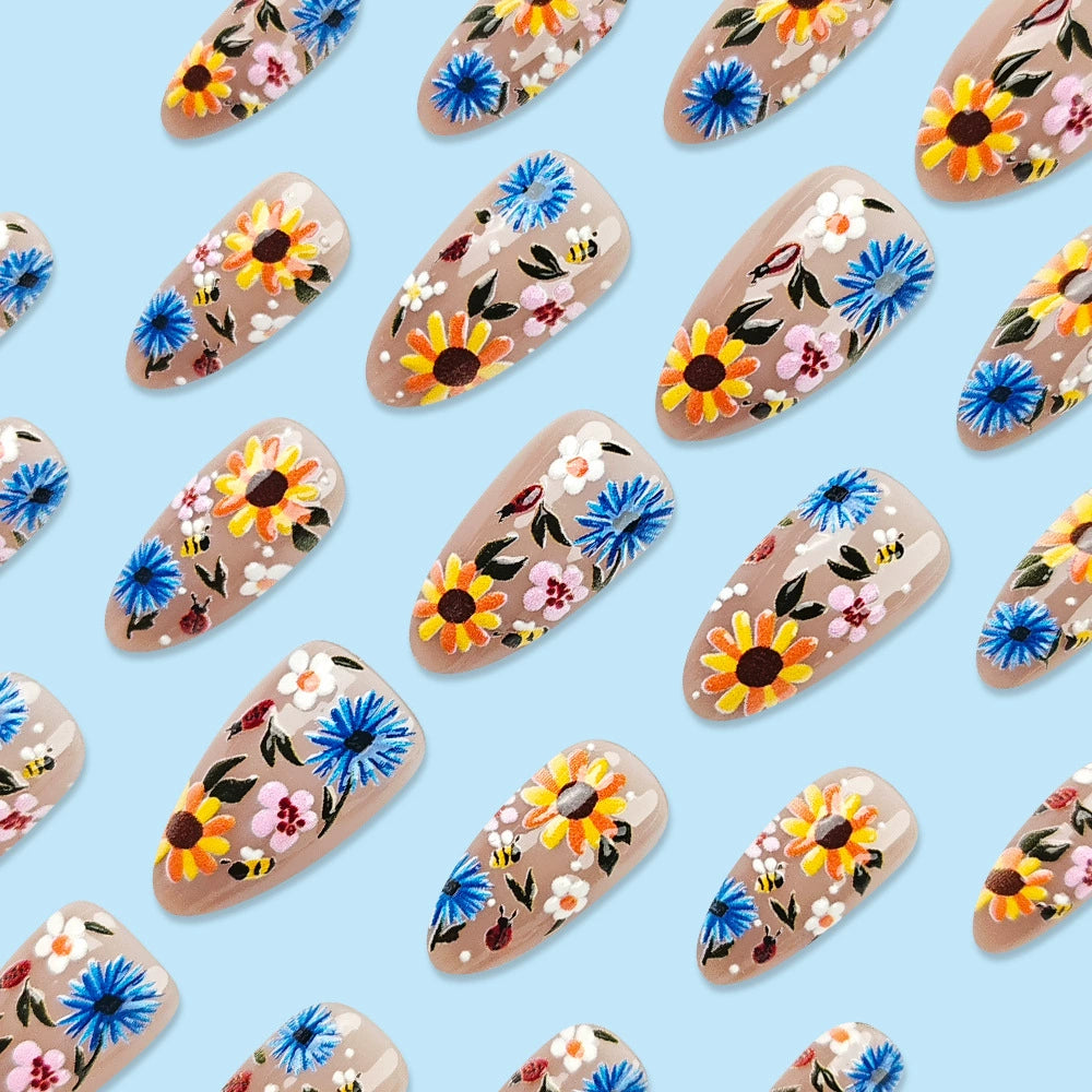 No.F329 Flowers Fingernails Patch 24pcs/Set