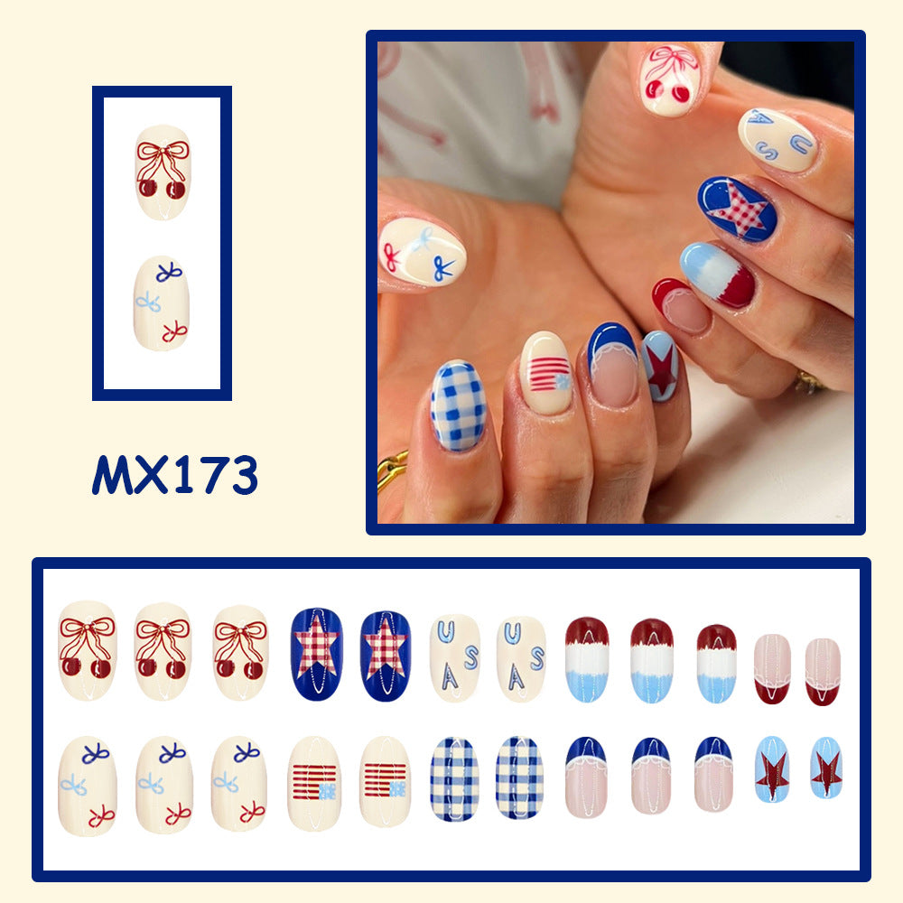 No.F757 Cherry Bow Fingernails Patch 24pcs/Set