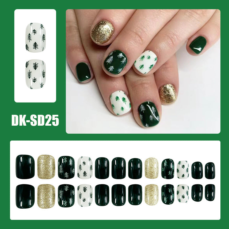 No.CM41 Christmas Green Fingernails Patch 24pcs/Set