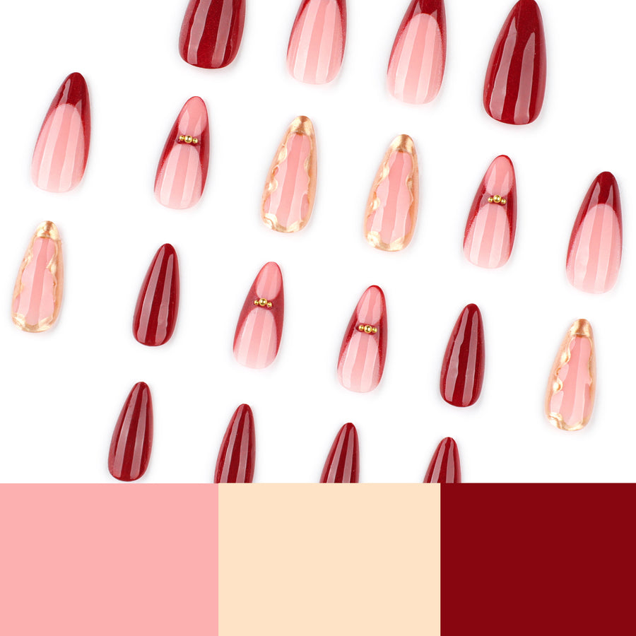 No.F433 Red Fingernails Patch 24pcs/Set