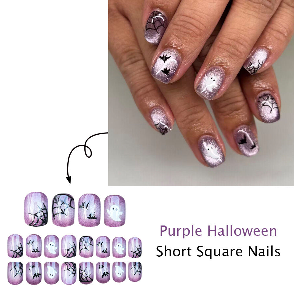 No.AW213 Halloween Purple Cat's Eye Fingernails Patch 24pcs/Set