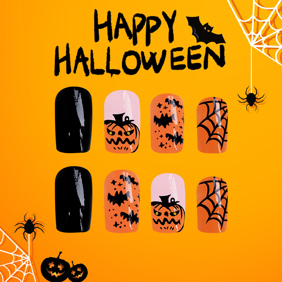 No.AW21 Halloween Pumpkin Bat Fingernails Patch 24pcs/Set