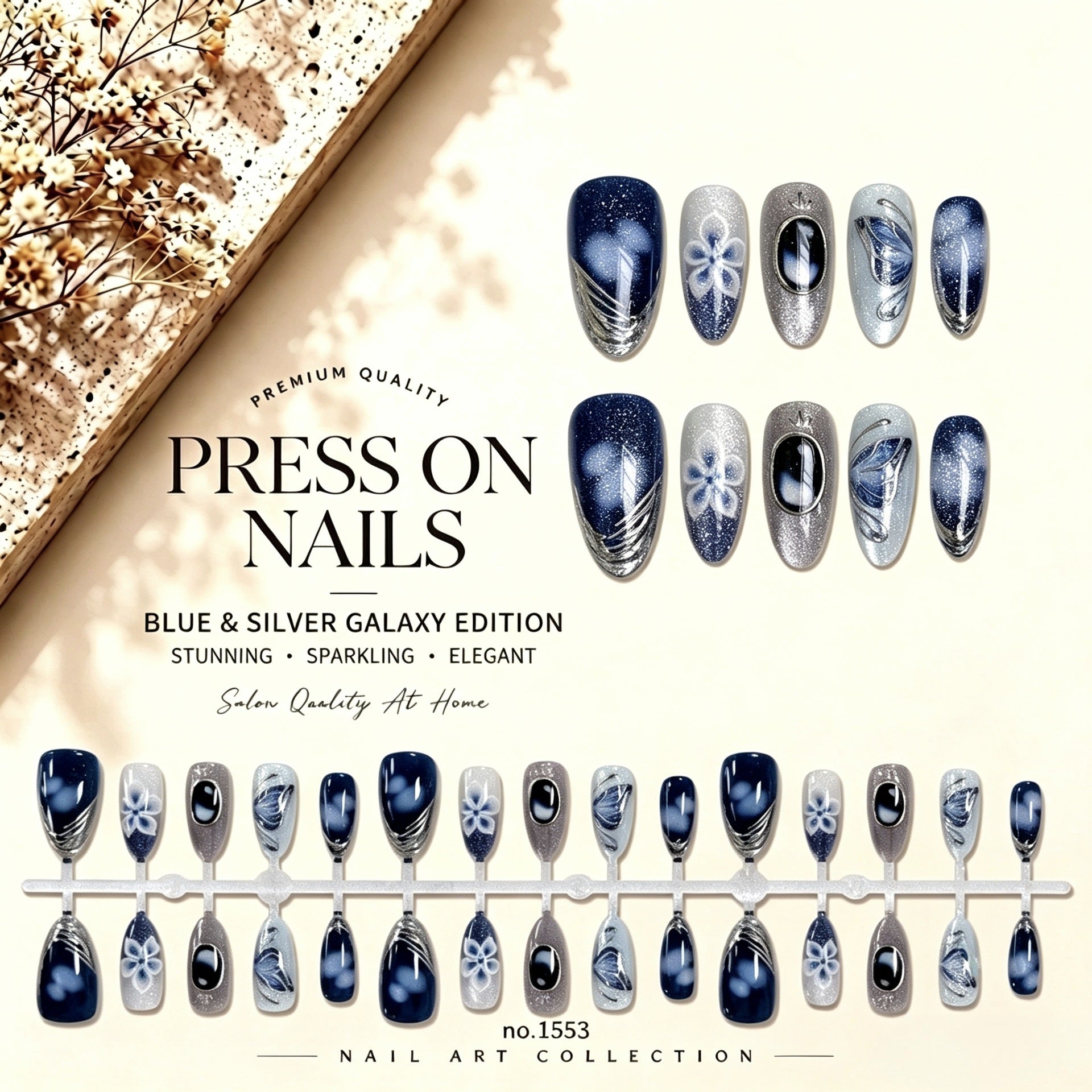 No.F869 Blue Cat's Eye Fingernails Patch 24pcs/Set