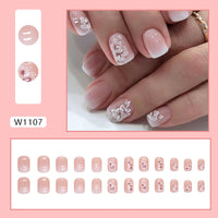 No.F30 White Flowers Gradient Fingernails Patch 24pcs/Set