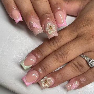 No.F494 Flower Fingernails Patch 24pcs/Set