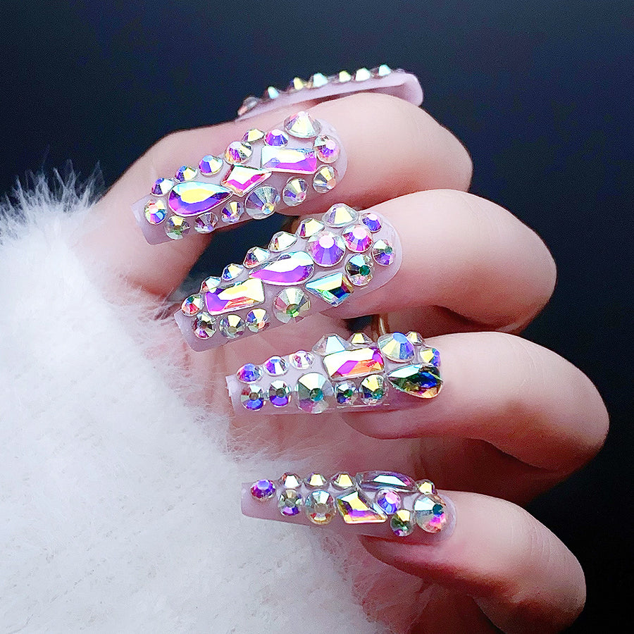 No.F128 Flash Full Diamond Fingernails Patch 24pcs/Set