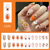 No.AW33 Halloween Cute Pumpkin Fingernails Patch 24pcs/Set