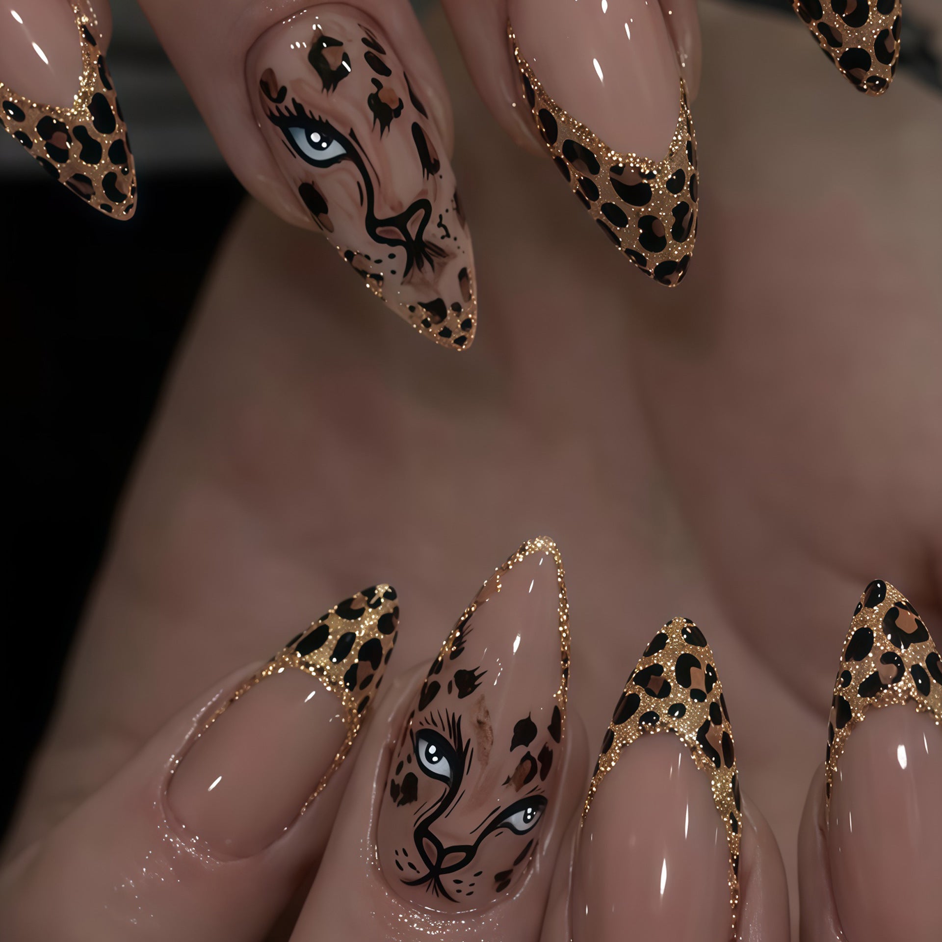No.F776 Flashy Leopard Print Fingernails Patch 24pcs/Set