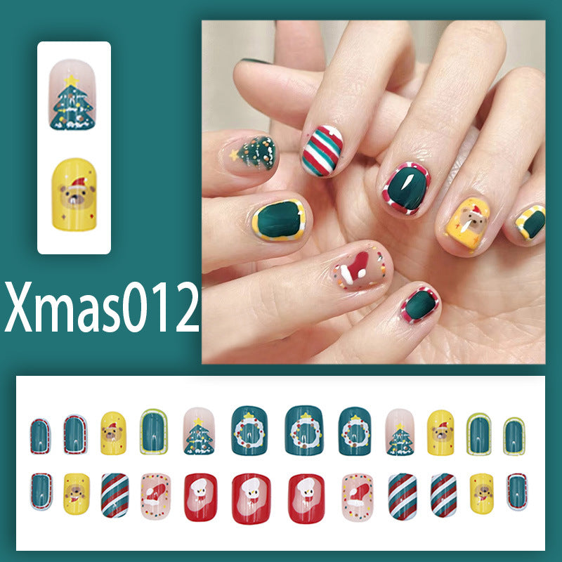 No.CM37 Christmas Colorful Fingernails Patch 24pcs/Set