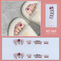 Summer Candy Rhinestone Toe Nails 24pcs/Set