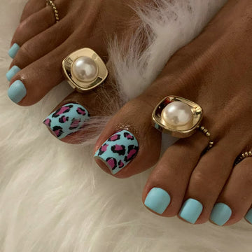 No.555 Blue Leopard Toenails Patch 24pcs/Set