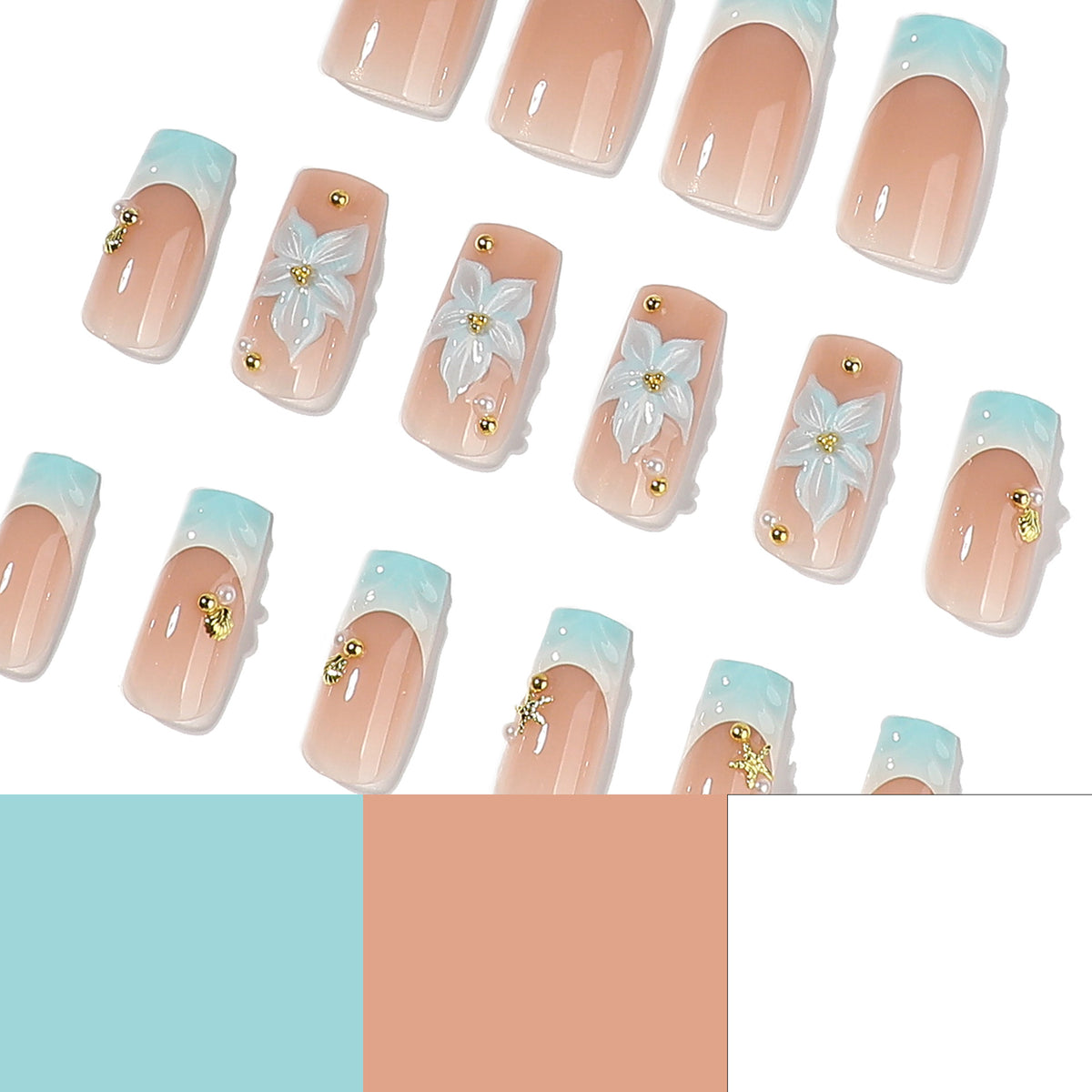 No.F704 Flower Fingernails Patch 24pcs/Set