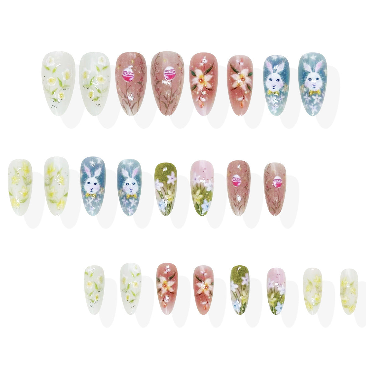 No.ET17 Colorful Flowers Fingernails Patch 24pcs/Set
