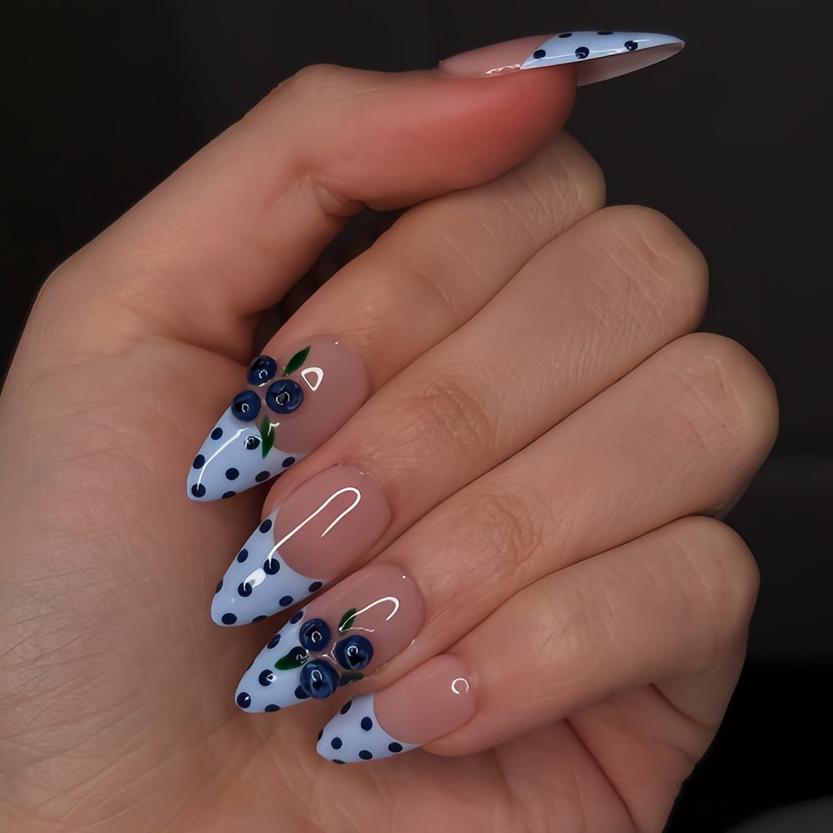 No.F653 Blueberry Dots Fingernails Patch 24pcs/Set