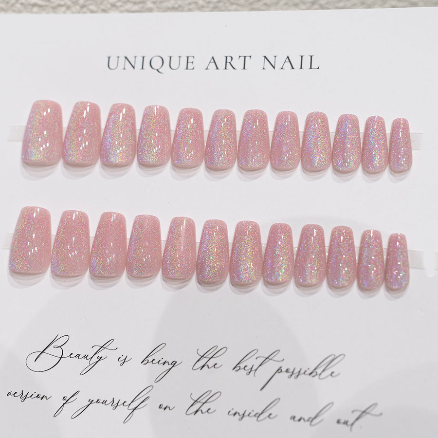 No.F64 Rainbow Cat's Eye Fingernails Patch 24pcs/Set