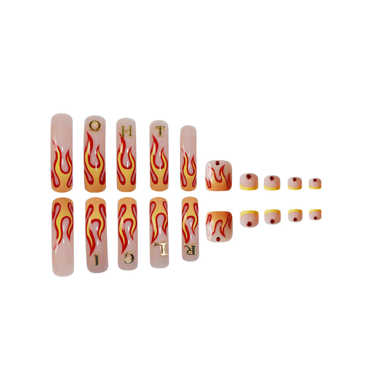 No.PSN200 Flame Letters Hand & Toe Pair Set-48pcs