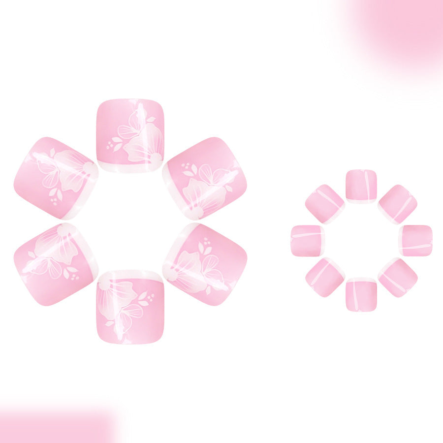 No.638 White Flower Toenails Patch 24pcs/Set