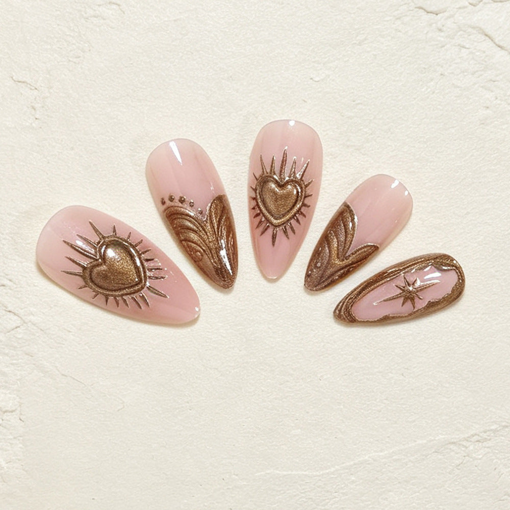 No.F752 Gilded Heart Fingernails Patch 24pcs/Set
