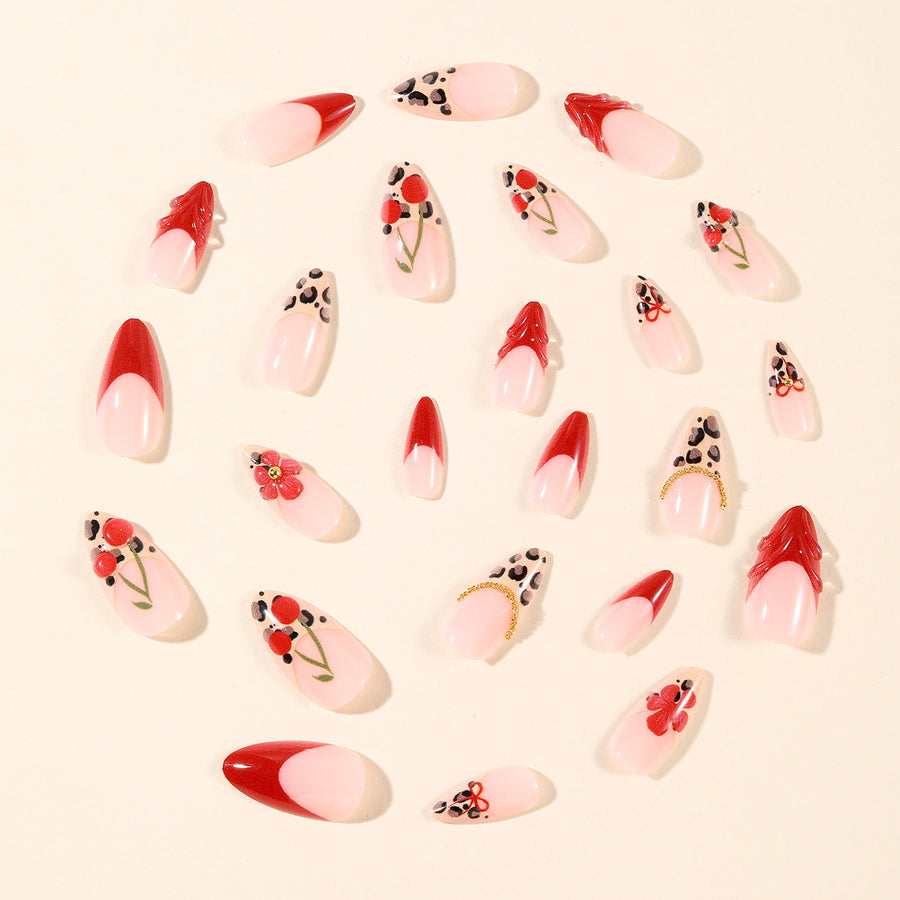 No.F558 Red Cherry Fingernails Patch 24pcs/Set
