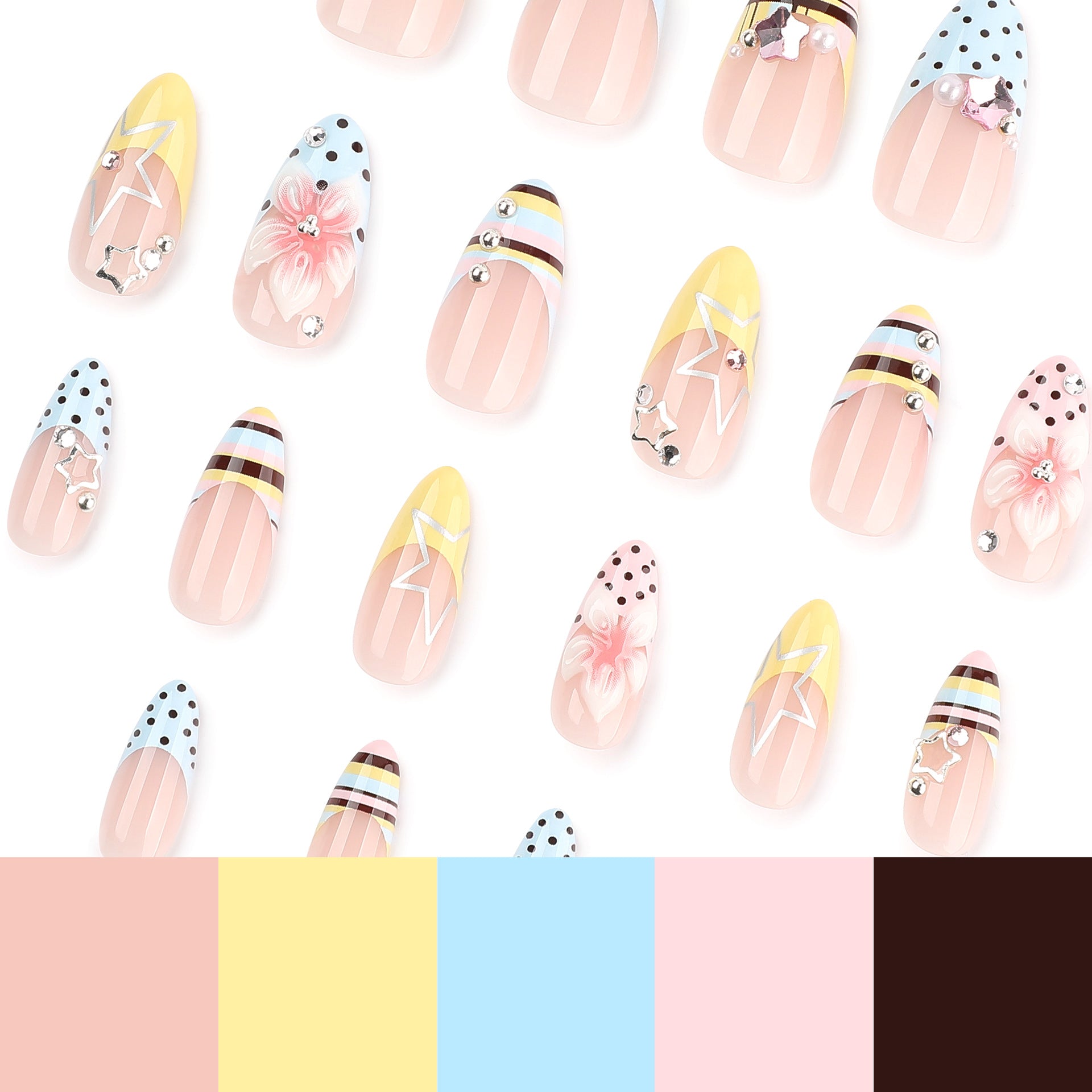 No.F806 Multicolor Fingernails Patch 24pcs/Set